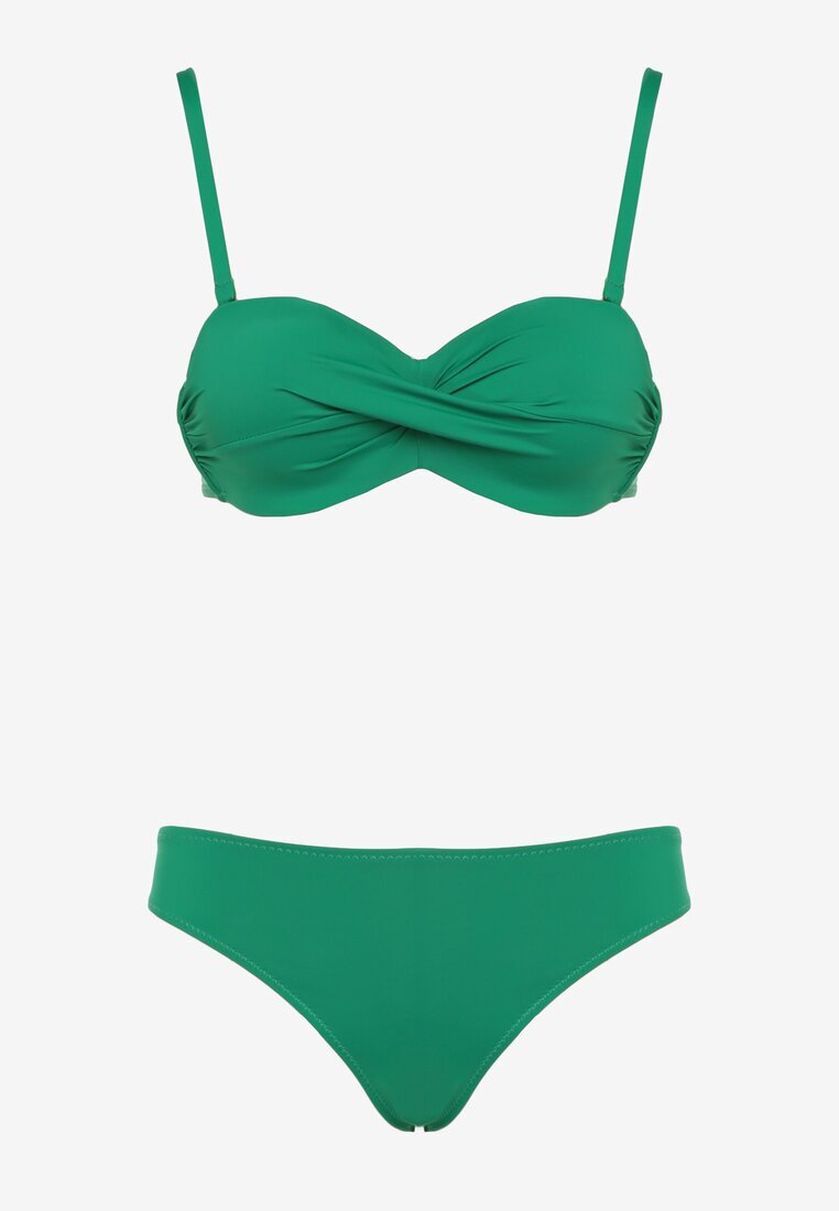 rosse line Bikini Verde închis 2 Perechi de Chiloți Tip Slip și Sutien cu Legătură la Spate Galanoria