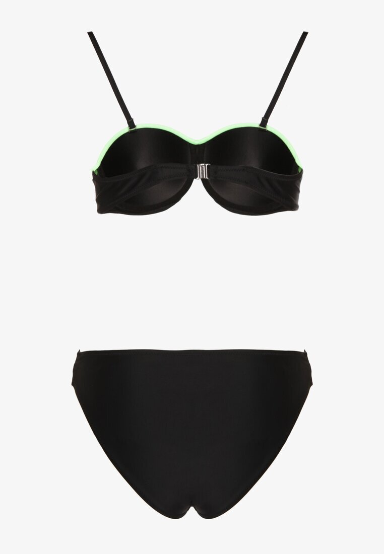 rosse line Bikini Verde-Negru cu Fir Metalic Sutien Întărit și Chiloți Mitelle