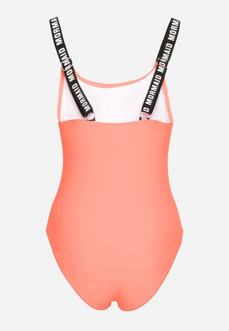 rosse line Costum de baie Portocaliu cu Cupe întărite Decorat cu inscripții Tenera