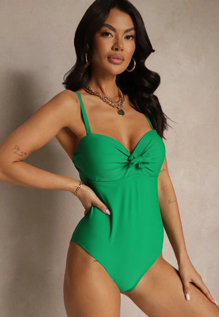 rosse line Costum de baie verde închis cu legătură decorativă Temelea