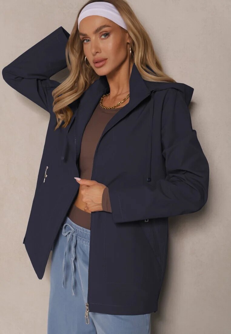 rosse line Geacă Bleumarin în Stil Windbreaker cu Glugă Detașabilă Ndivena