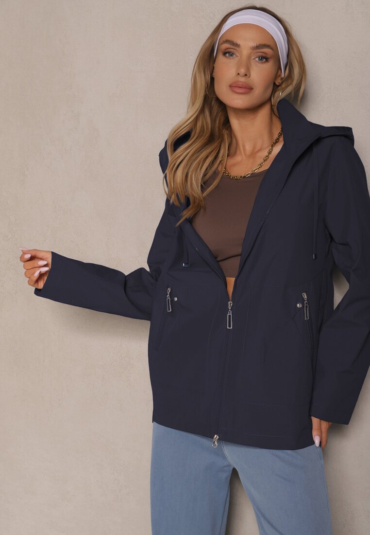 rosse line Geacă Bleumarin în Stil Windbreaker cu Glugă Detașabilă Ndivena