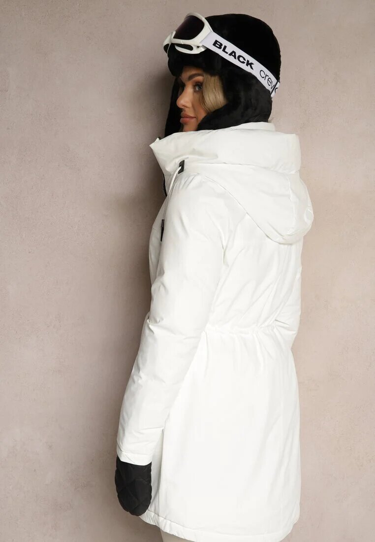 rosse line Jachetă Albă Stil Parka cu șnur elastic și Glugă Semelora