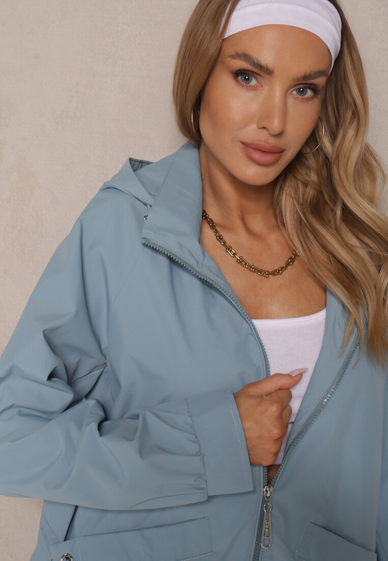 rosse line Jachetă croială boxy Albastră tip parka cu șnur și glugă Sesailis
