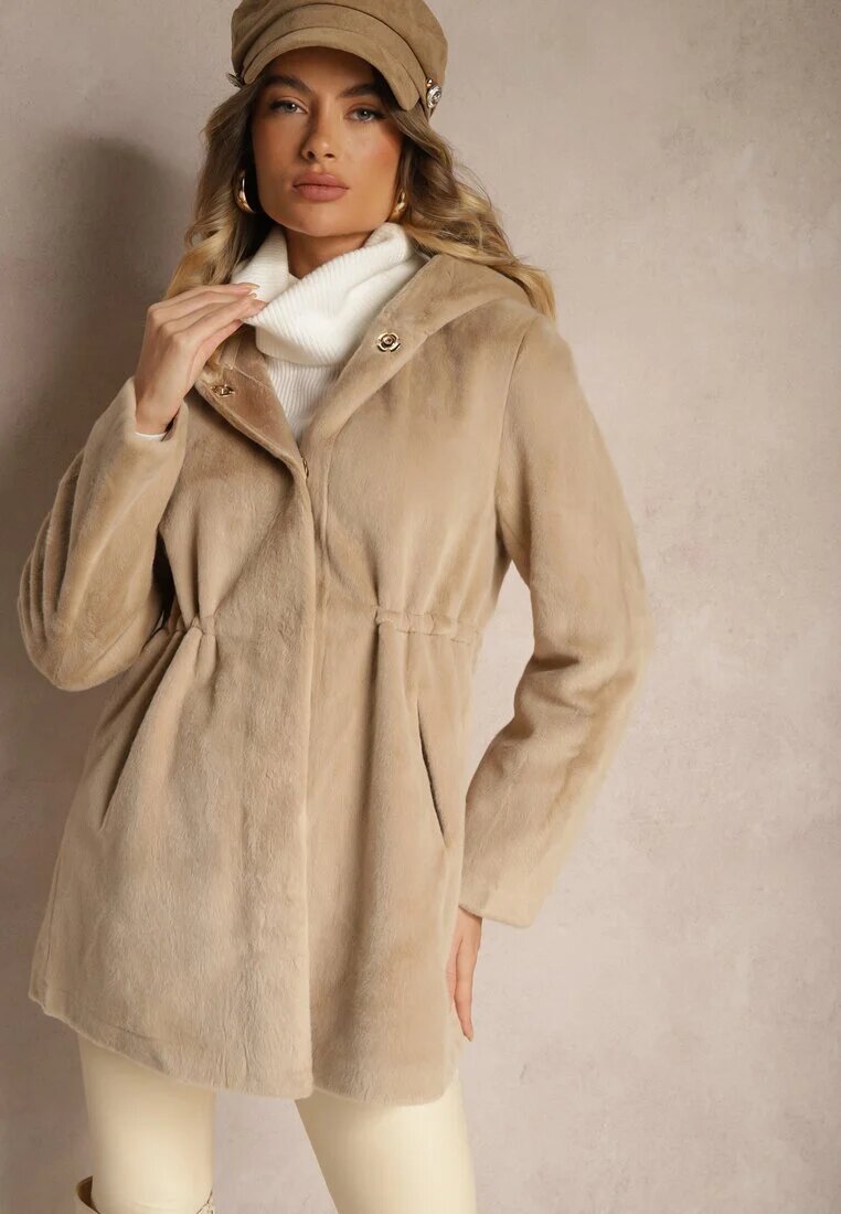 rosse line Jachetă Parka Bej cu blană și glugă Evelinne