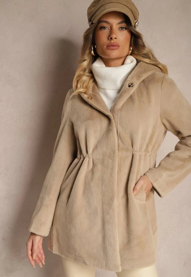 rosse line Jachetă Parka Bej cu blană și glugă Evelinne