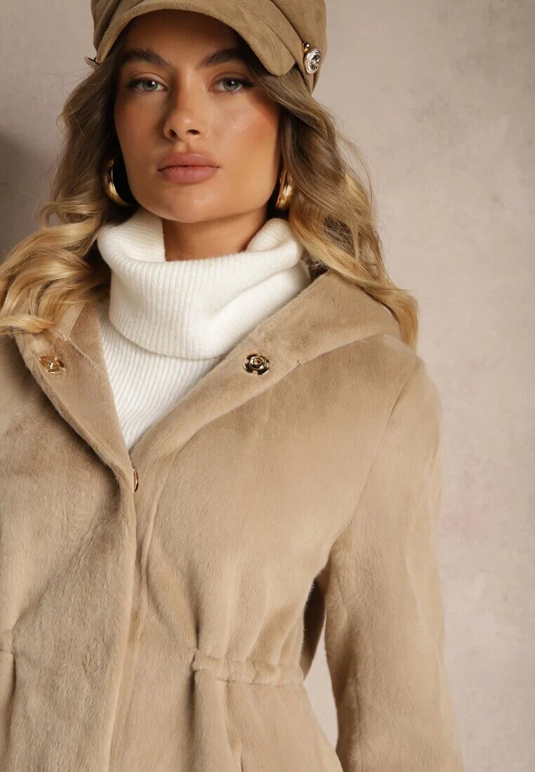 rosse line Jachetă Parka Bej cu blană și glugă Evelinne