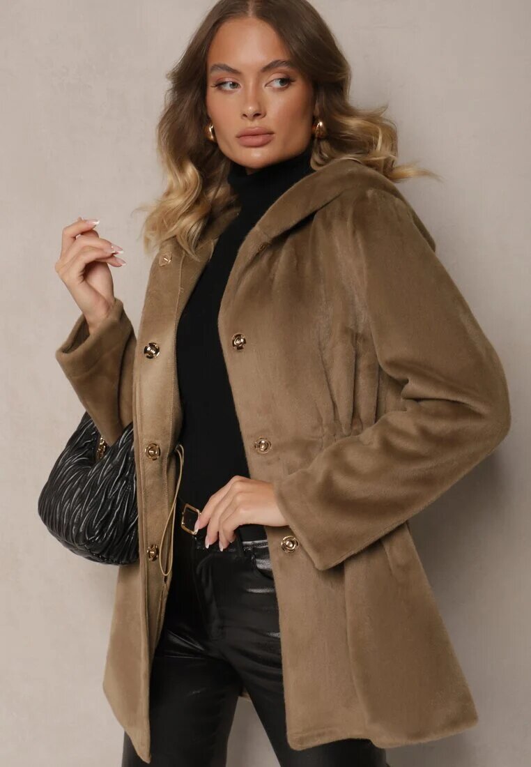 rosse line Jachetă Parka De blană Verde închisă Cu glugă Evelinne