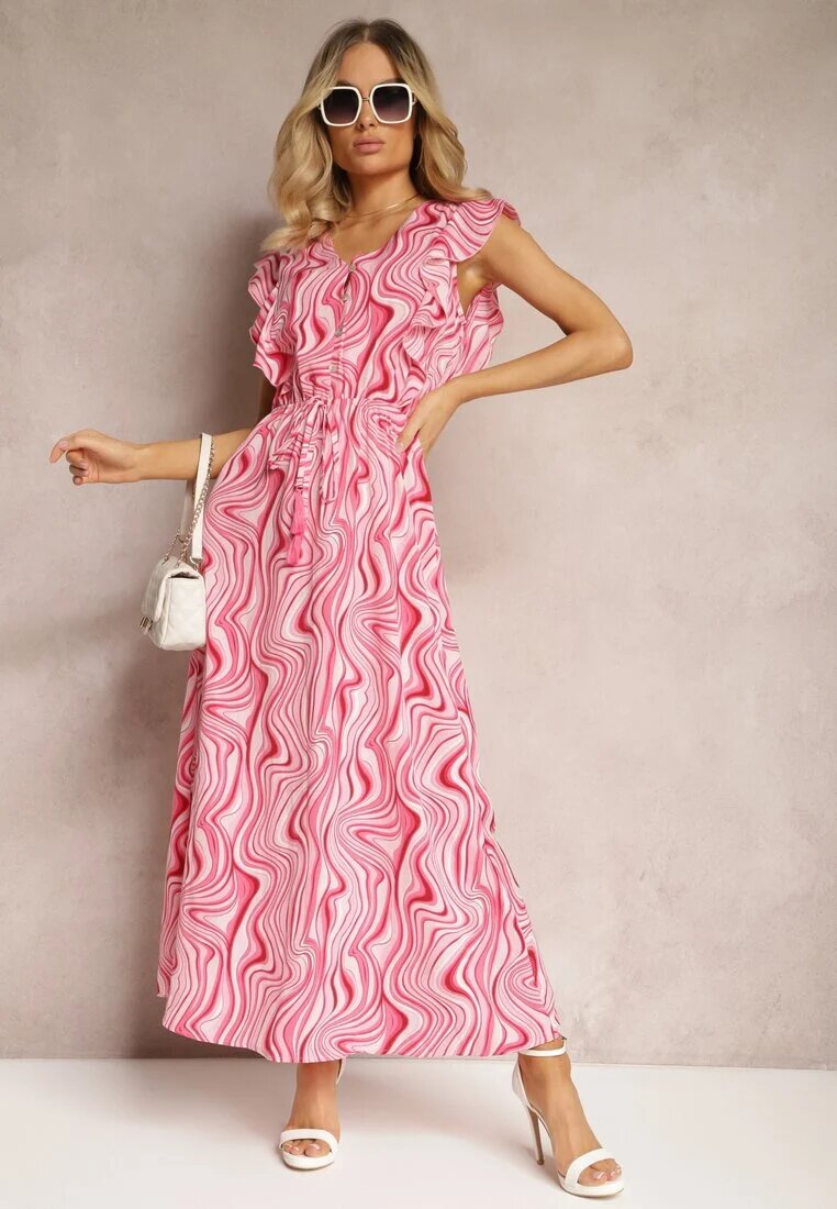rosse line Rochie Cloș Roz cu Nasturi și Elastic în Talie Mottella
