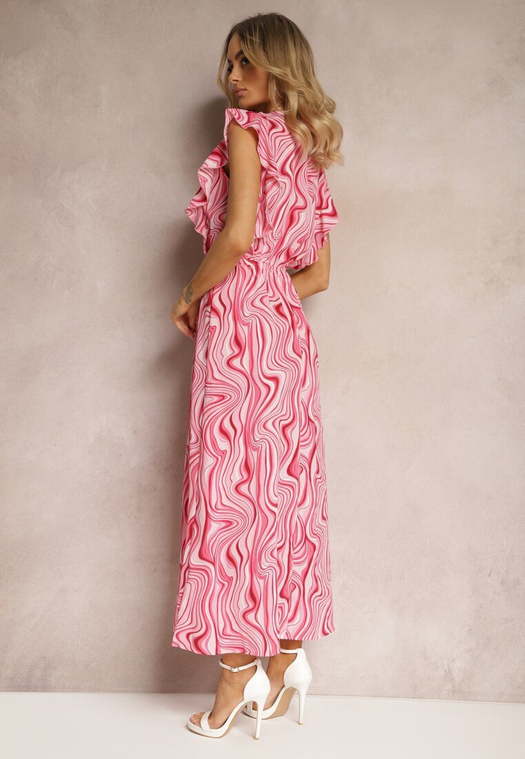 rosse line Rochie Cloș Roz cu Nasturi și Elastic în Talie Mottella
