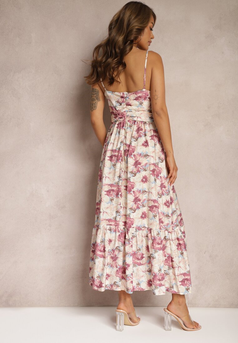 rosse line Rochie evazată mov deschis cu bretele cu decupaje decorată cu nasturi Dimline