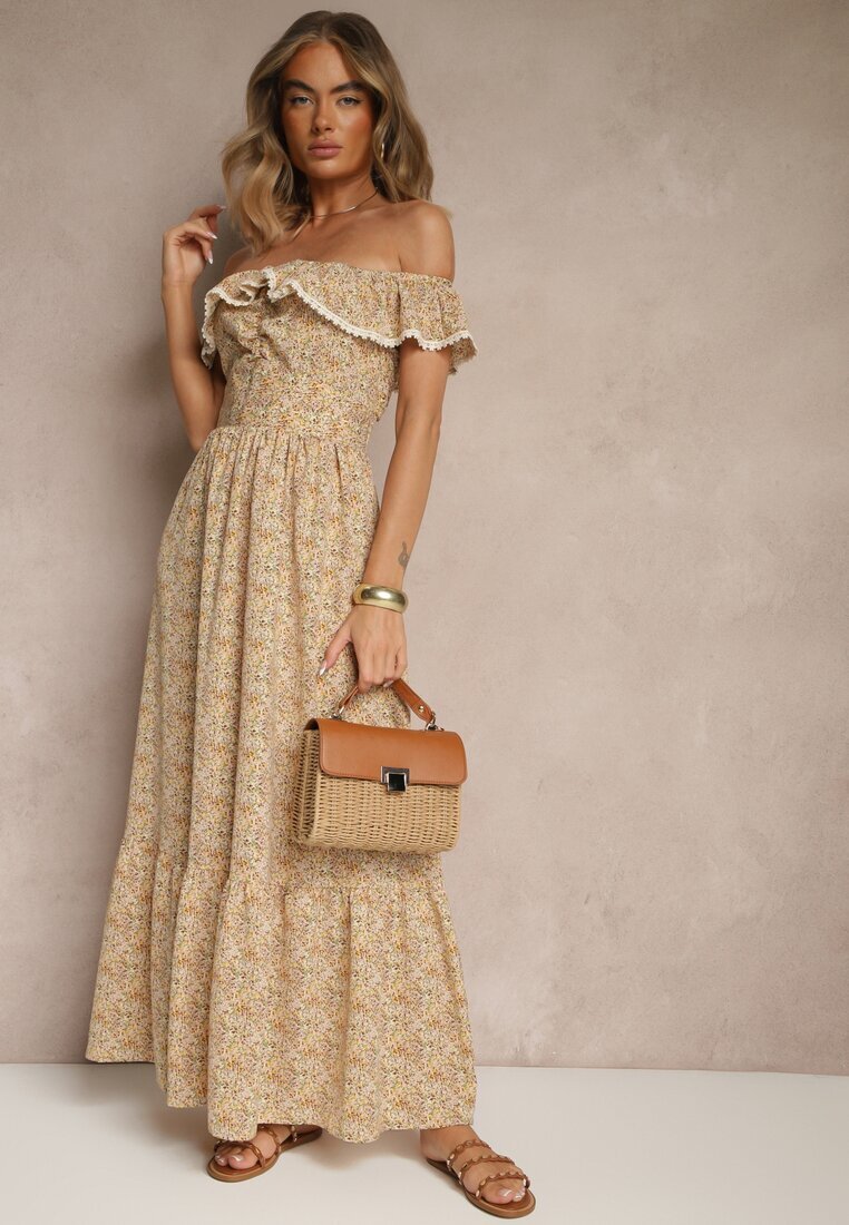 rosse line Rochie Galbenă cu Volănașe Decorative Folanne