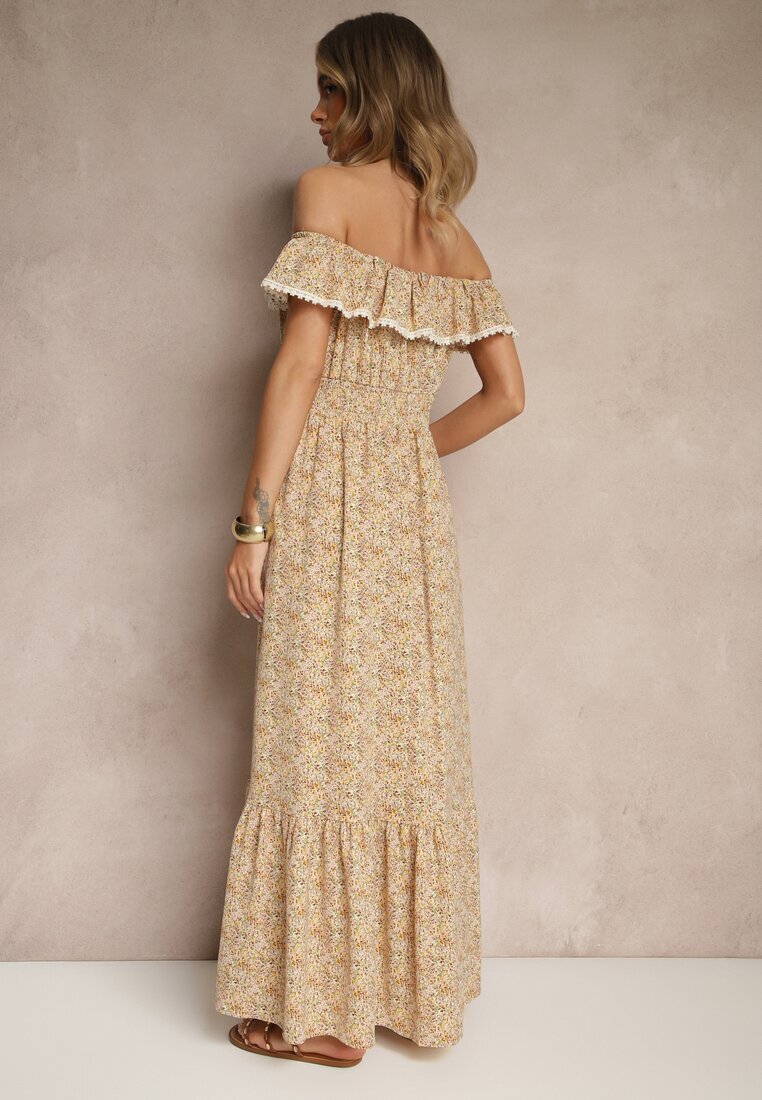 rosse line Rochie Galbenă cu Volănașe Decorative Folanne