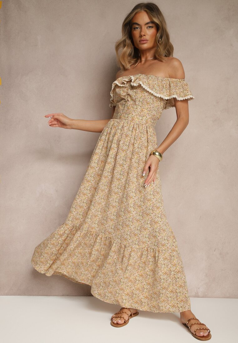 rosse line Rochie Galbenă cu Volănașe Decorative Folanne