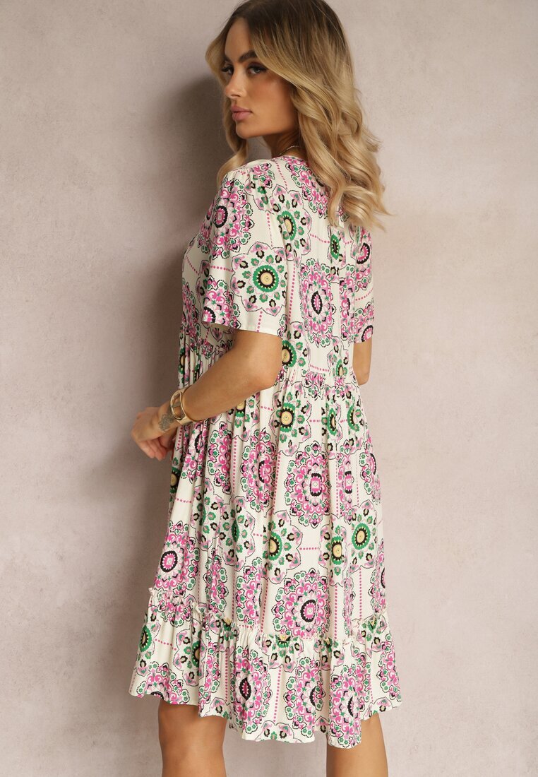 rosse line Rochie Roz din viscoză cu model mozaic Boho Naviera