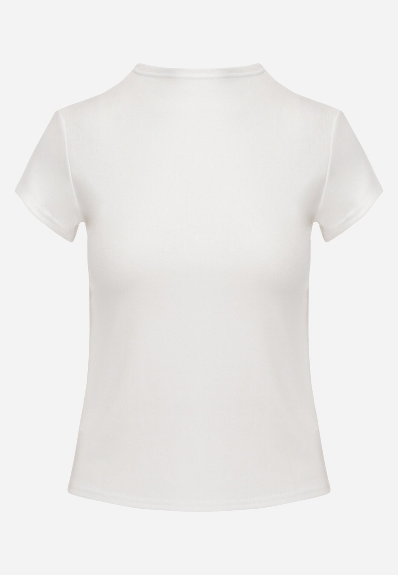 rosse line T-shirt minimalist din vâscoză cu guler tip tunică Osessa Alb