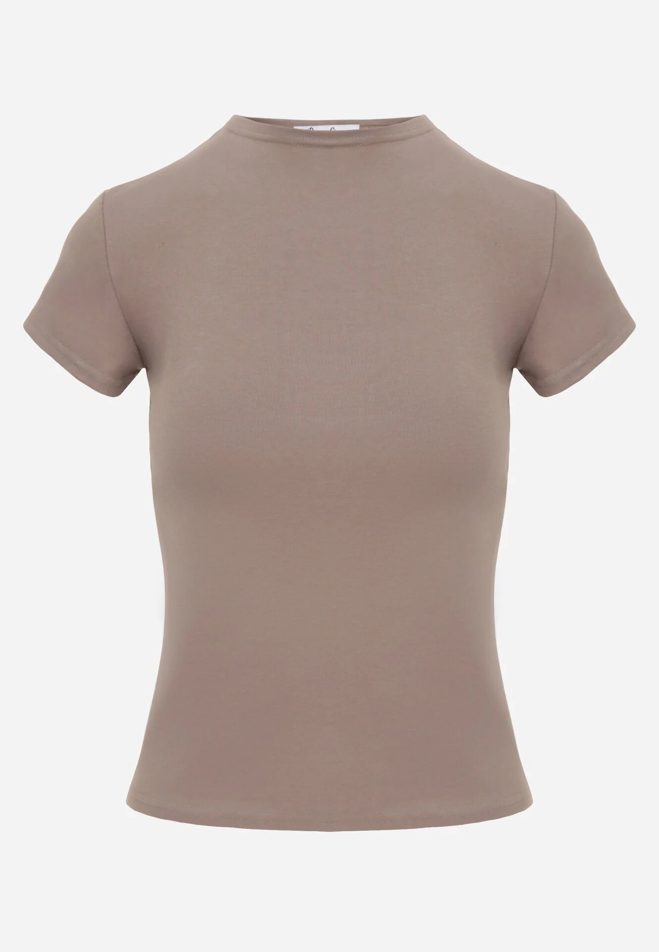 rosse line T-shirt minimalist din vâscoză cu guler tip tunică Osessa Bej