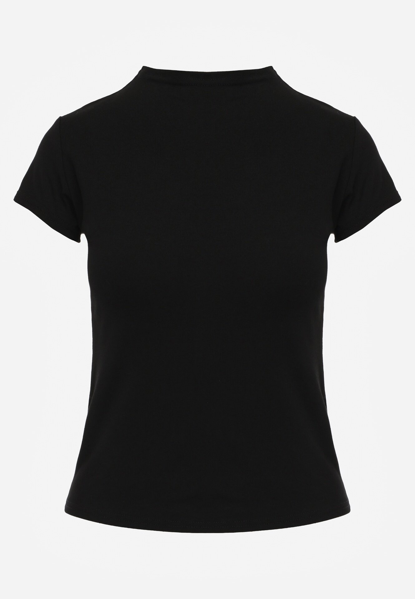 rosse line T-shirt minimalist din vâscoză cu guler tip tunică Osessa Negru