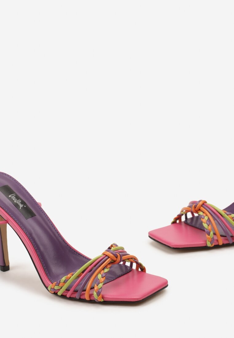  Sandale Fucsia cu toc stiletto și legătură decorativă la gleznă Jocelinna