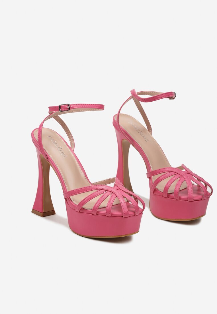  Sandale Fucsia închise în jurul gleznei cu platformă și toc cui Iolanta