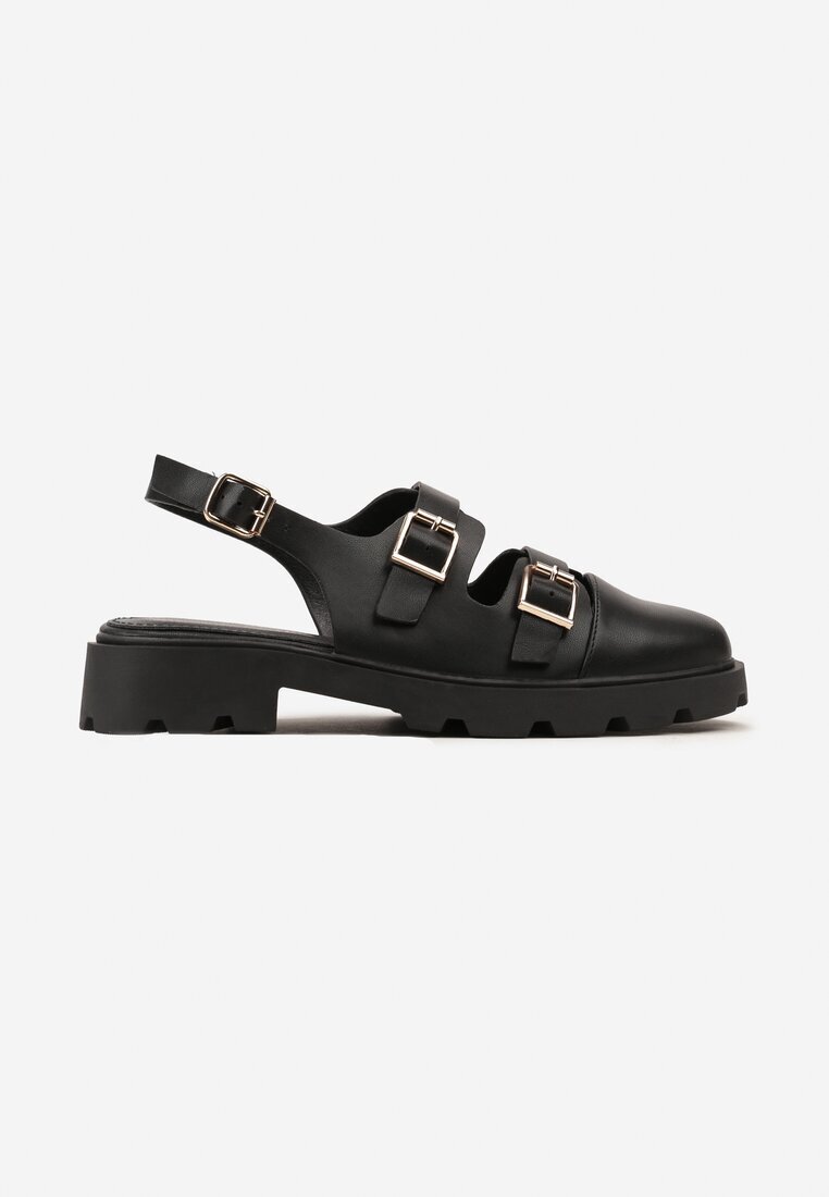  Sandale Negre cu Catarame Decorative Esmarase