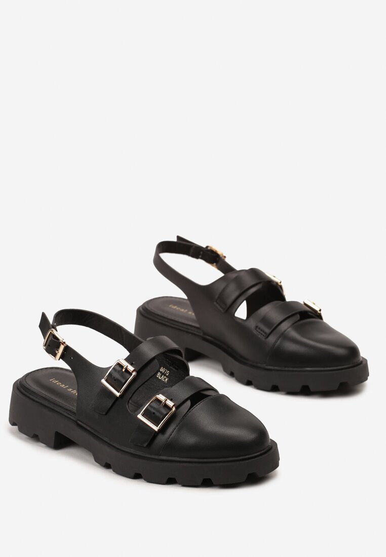  Sandale Negre cu Catarame Decorative Esmarase