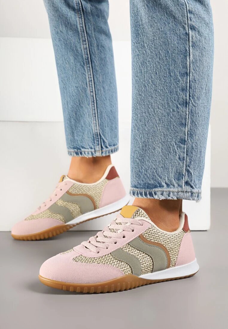 seastar Adidași Roz-Verde cu Motiv Geometric și Împletitură Laniffia