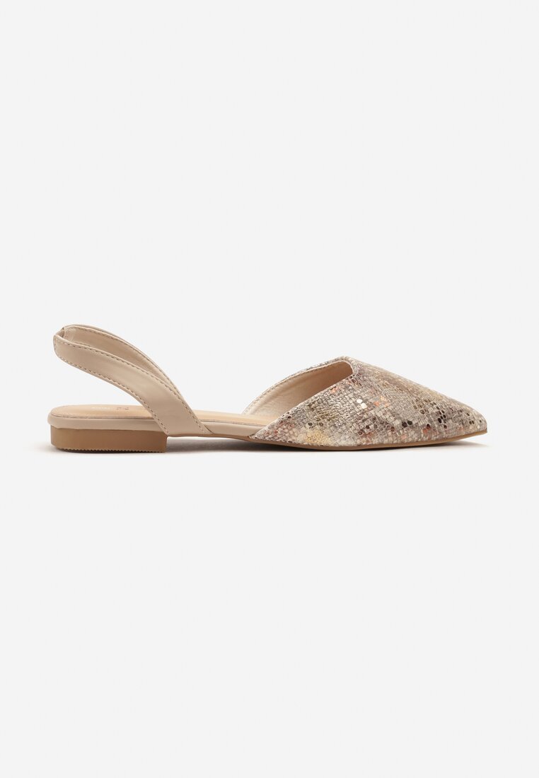 seastar Sandale Bej cu imprimeu de șarpe cu Luciu Metalic tip slip-on Wenorea