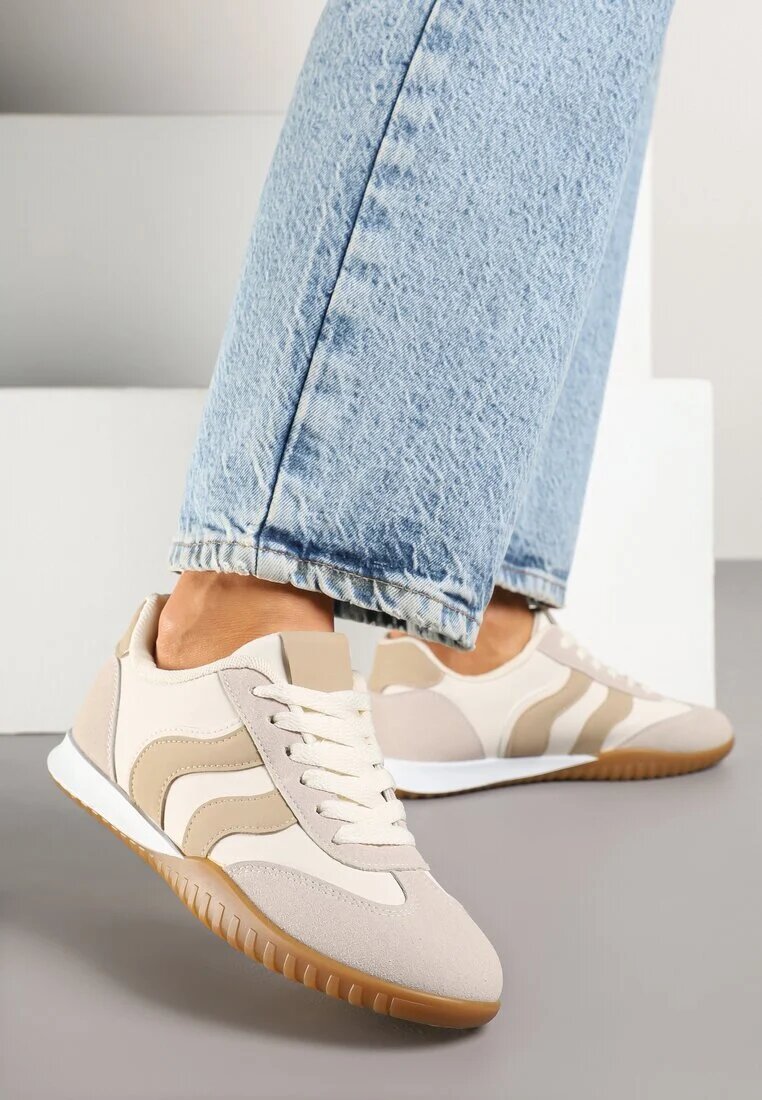 seastar Sneakers Bej Iconici Tenisi Decorați cu cusături Welluria