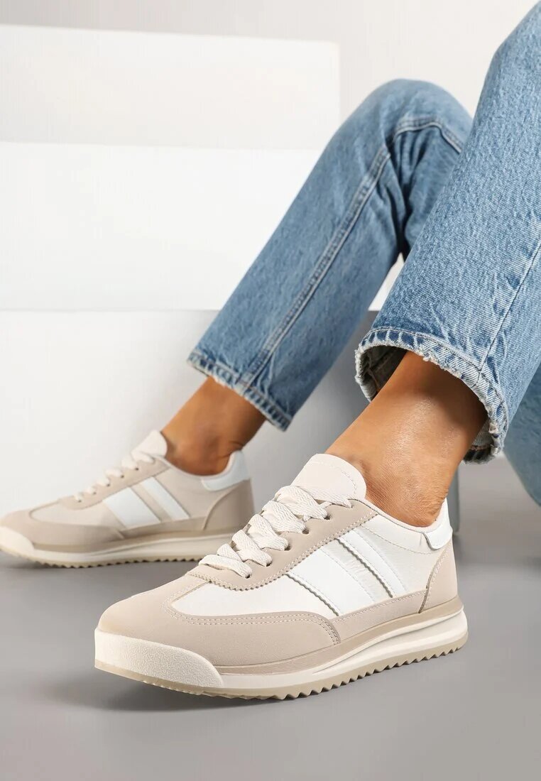 seastar Sneakers bej în Stilul Tenișilor Iconici cu Cusături Lelluria