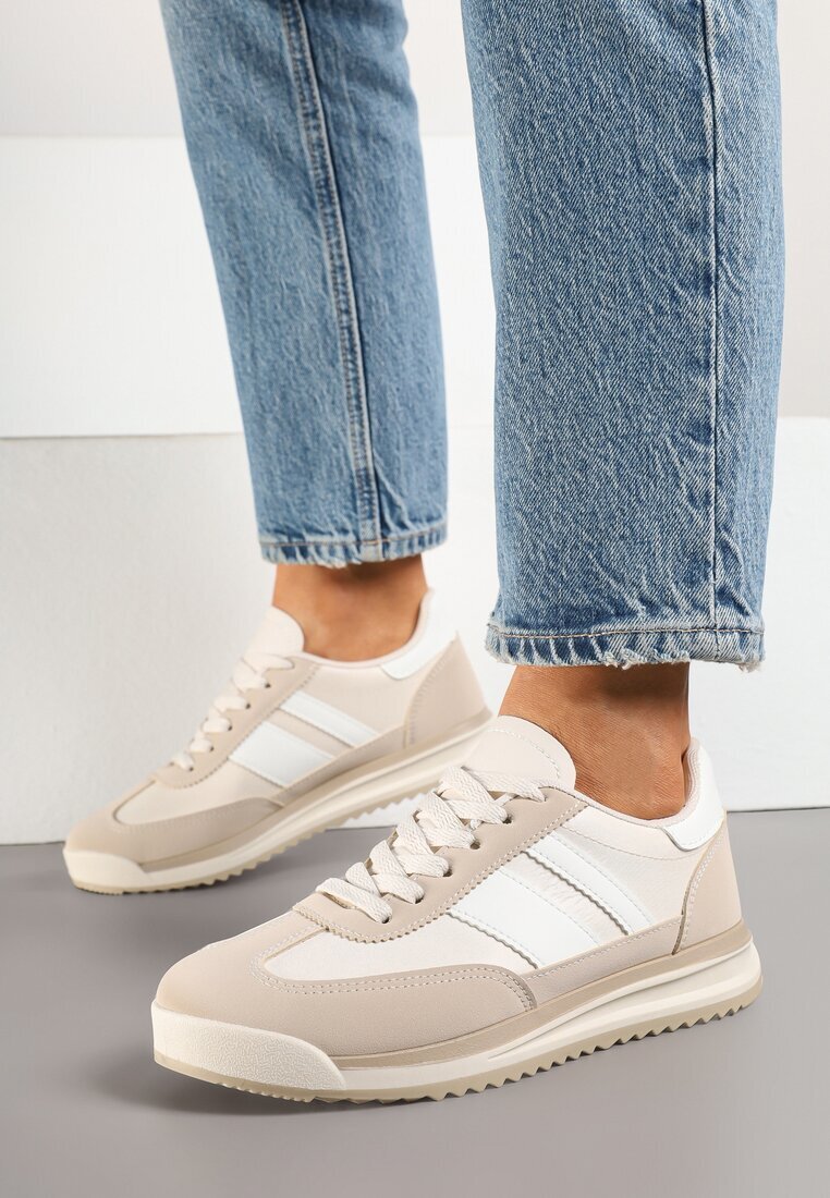 seastar Sneakers bej în Stilul Tenișilor Iconici cu Cusături Lelluria