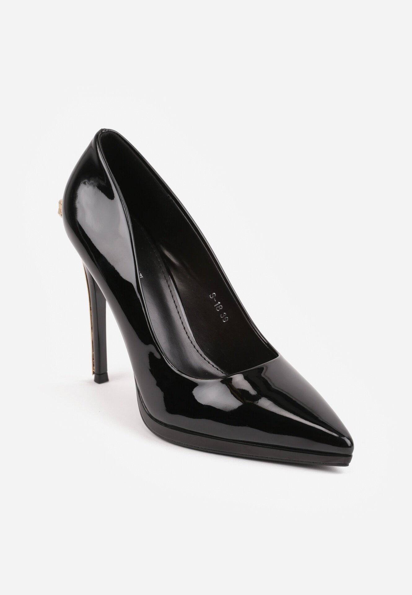 sergio todzi Pantofi stiletto lăcuiți cu ornament metalic de-a lungul tocului Nezdo Negri