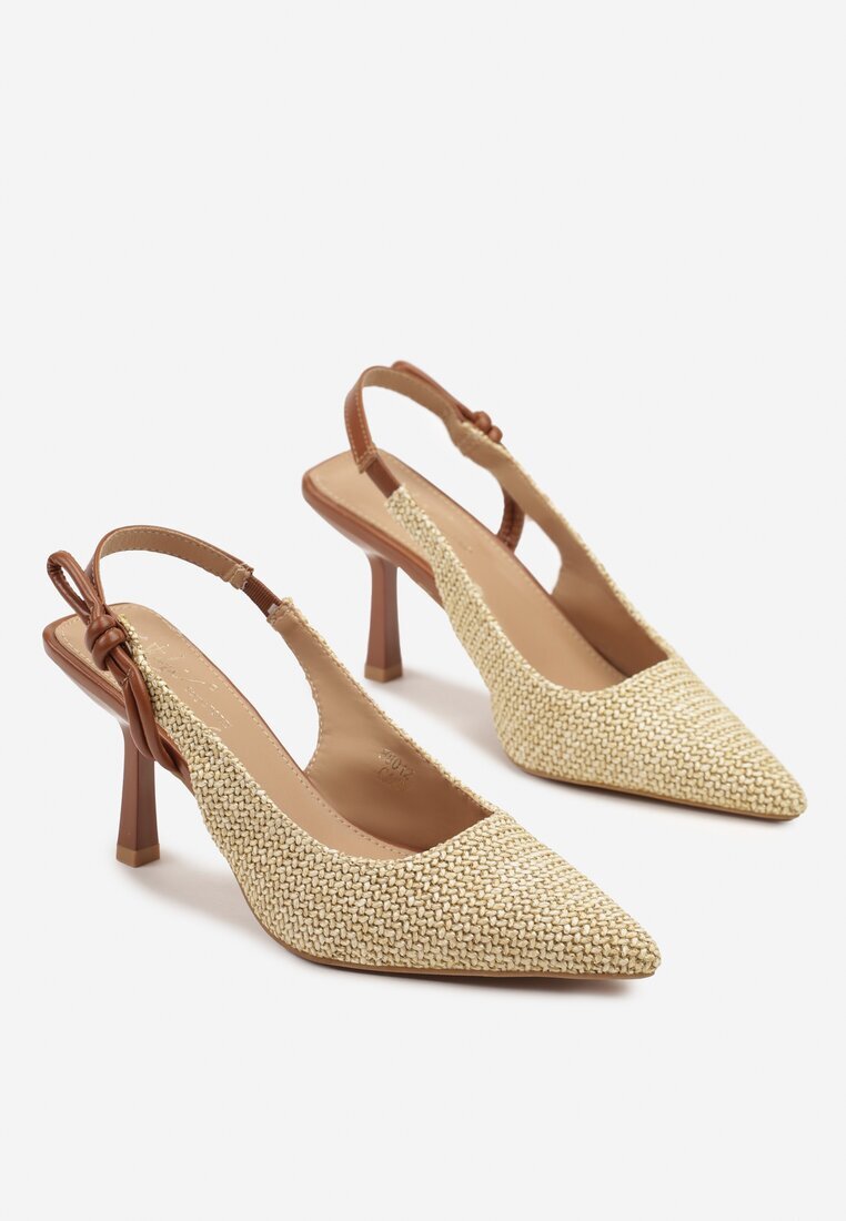sergio todzi Sandale Maro-bej pe Toc Stiletto Tip Slingback Decorate cu împletituri Pulvia