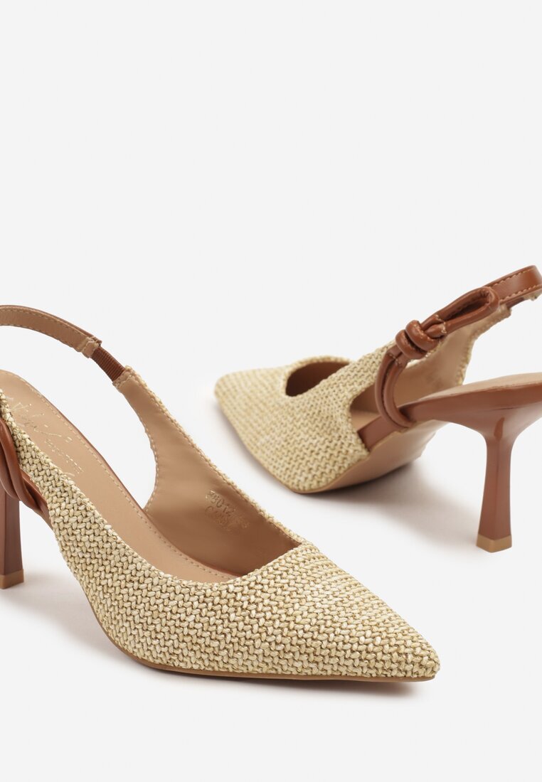 sergio todzi Sandale Maro-bej pe Toc Stiletto Tip Slingback Decorate cu împletituri Pulvia