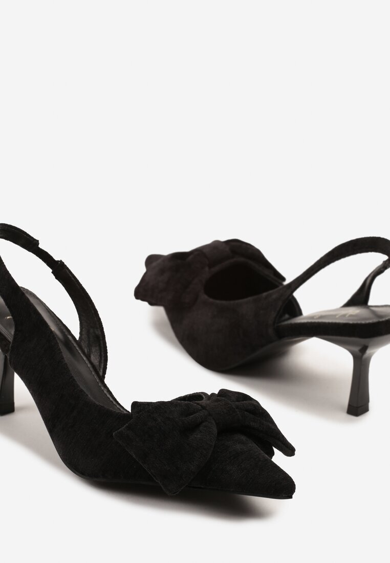 sergio todzi Sandale Negre cu toc stiletto Slingback cu Fundă Sunaiel