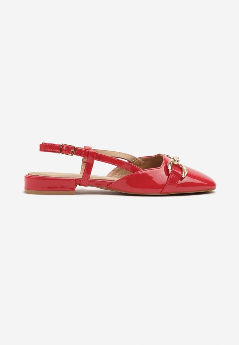 sergio todzi Sandale Roșii Lăcuite Slingback Decorate cu Aplicație Metalică Sonoriana