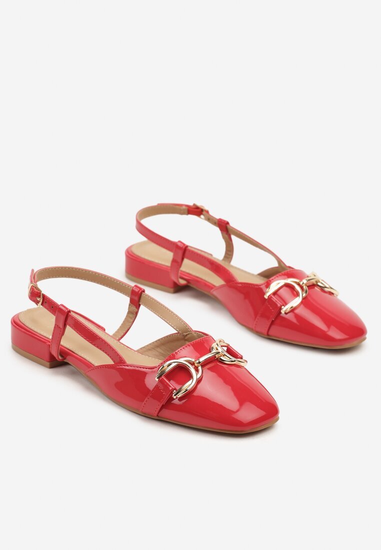 sergio todzi Sandale Roșii Lăcuite Slingback Decorate cu Aplicație Metalică Sonoriana