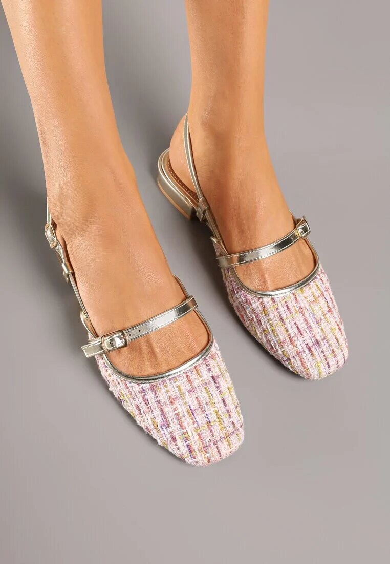 sergio todzi Sandale Rozaliu-Auriu Din tweed Tip slingback Ellimirae