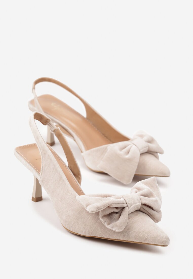 sergio todzi Sandały Beżowe pe toc stiletto Slingback cu fundă Sunaiel
