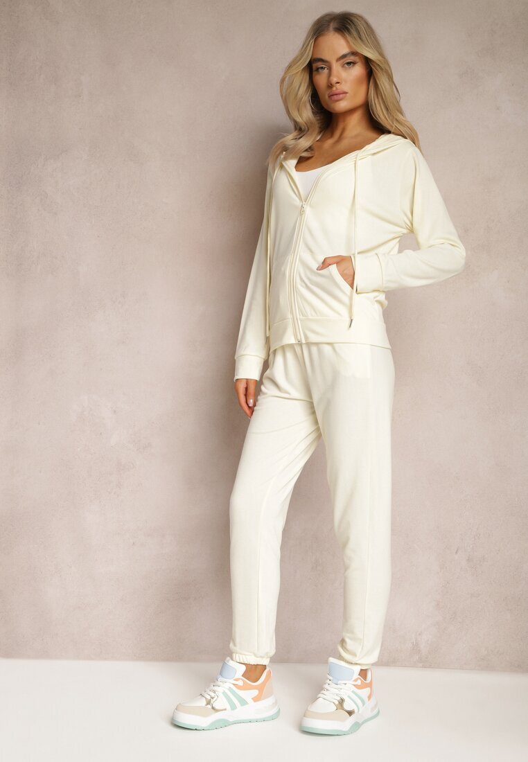  Set de trening Galben deschis Bluză cu glugă cu fermoar și Pantaloni jogger Scaellia