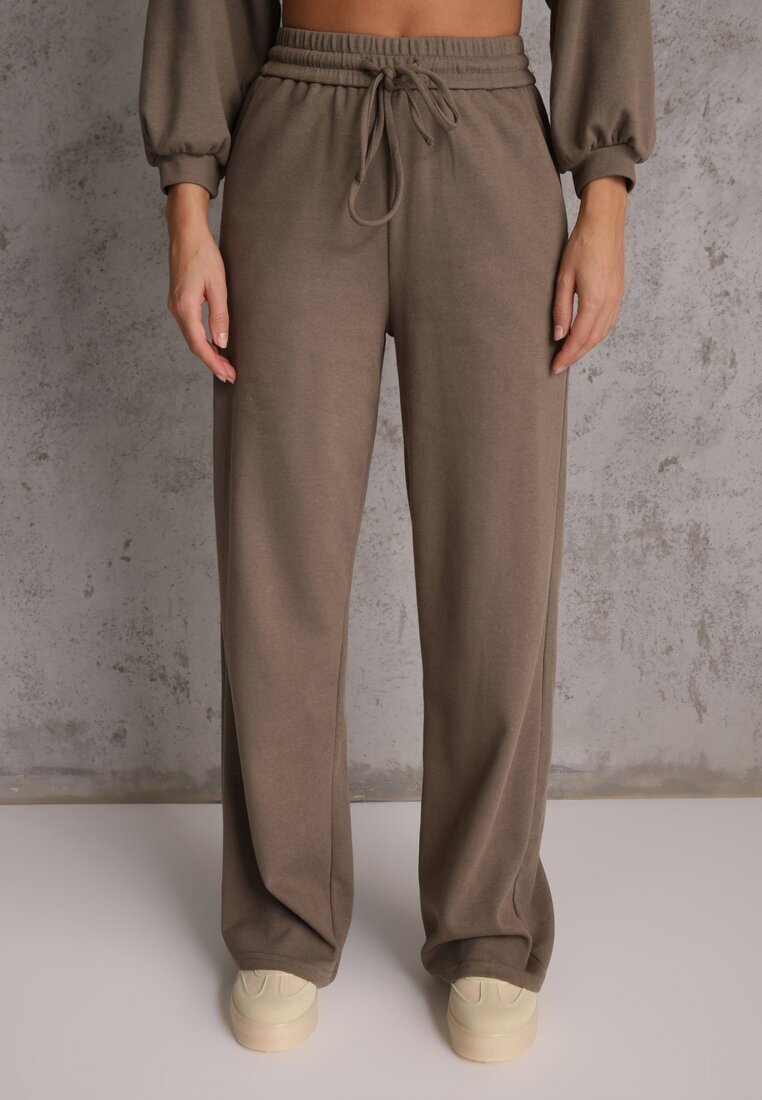  Set Din bumbac Verde închis Bluză scurtă cu elastic și Pantaloni largi cu șnur în talie Rionnea