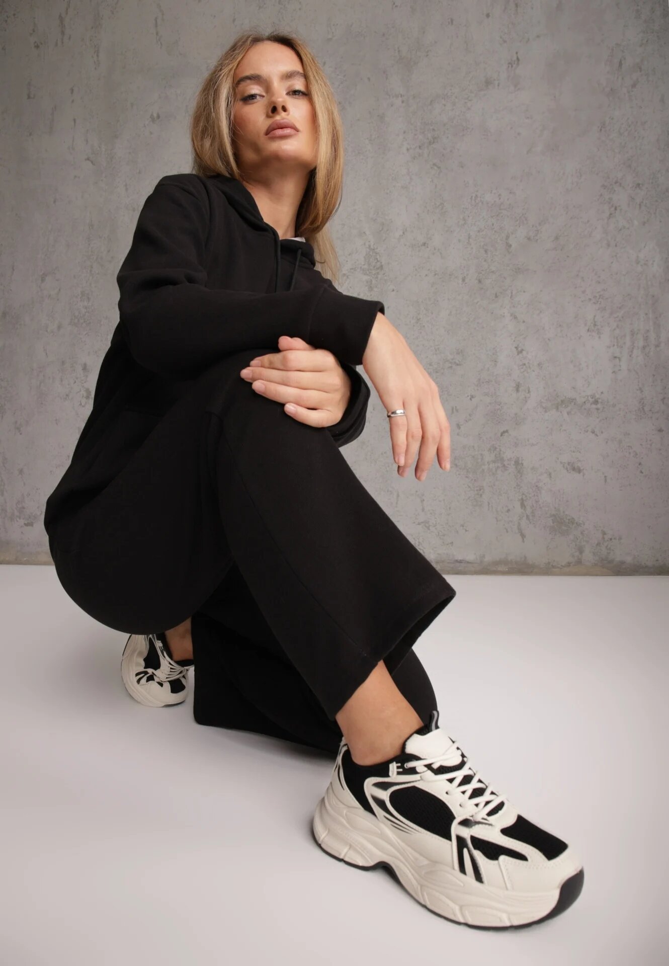  Set trening negru cu 2 piese bluză și pantaloni Orifira
