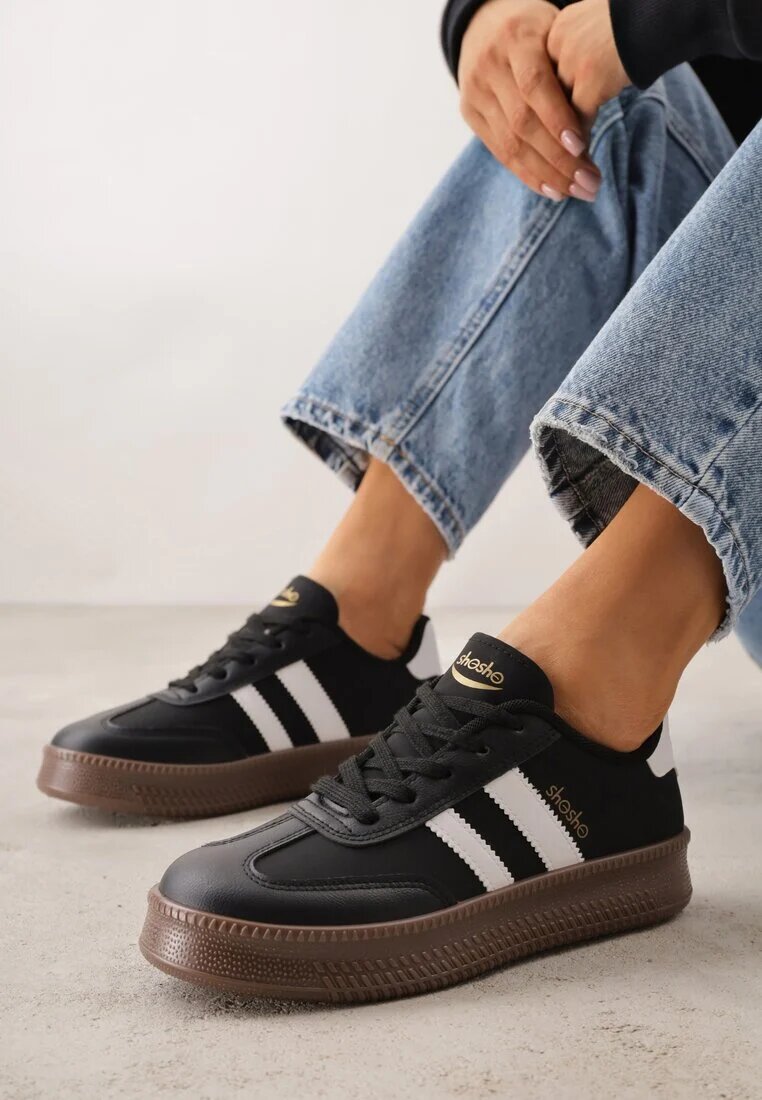shosho Adidași alb-negru sportivi cu benzi decorative și cusături Wenilan