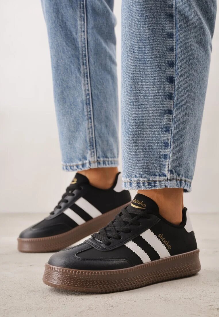 shosho Adidași alb-negru sportivi cu benzi decorative și cusături Wenilan