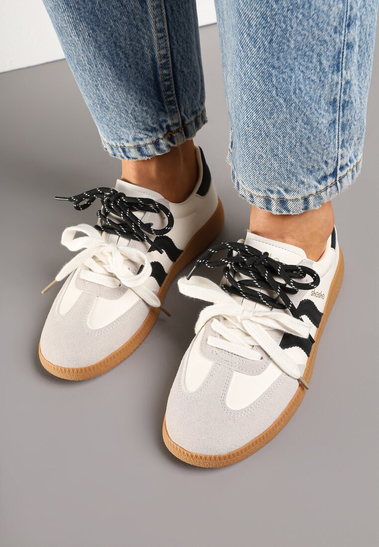 shosho Sneakersy Bej-Negru Teniși Iconici cu șireturi suplimentare Zarinoa
