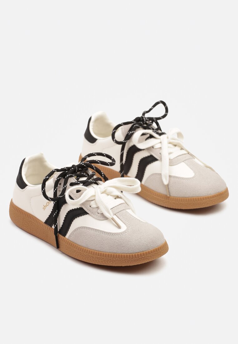 shosho Sneakersy Bej-Negru Teniși Iconici cu șireturi suplimentare Zarinoa