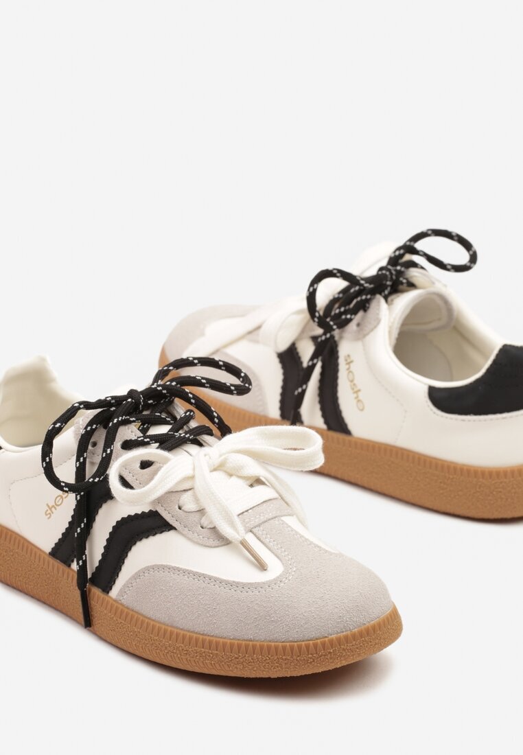 shosho Sneakersy Bej-Negru Teniși Iconici cu șireturi suplimentare Zarinoa