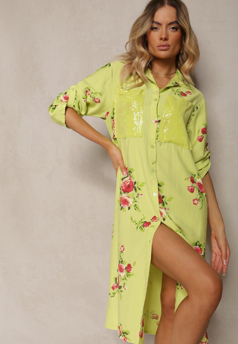 smiling fairy Rochie Verde Tip cămașă Din bumbac Cu nasturi Nuramla
