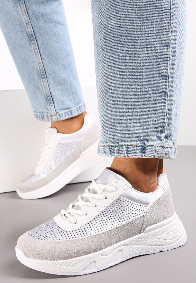  Sneakers Argintii cu Circonii Fine Hinekle