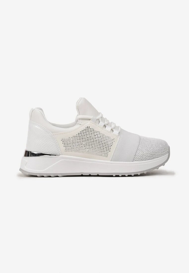  Sneakers Argintii decorați cu plasă și sclipici și cu plasă pe talpă groasă Celandria